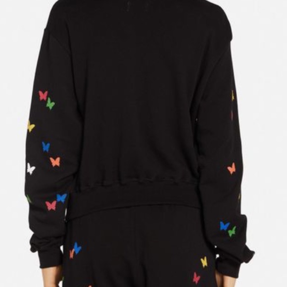 Lauren Moshi Spaling Mini Butterflies Black Pullover Long Sleeve Sweater Top NWT - Picture 3 of 8